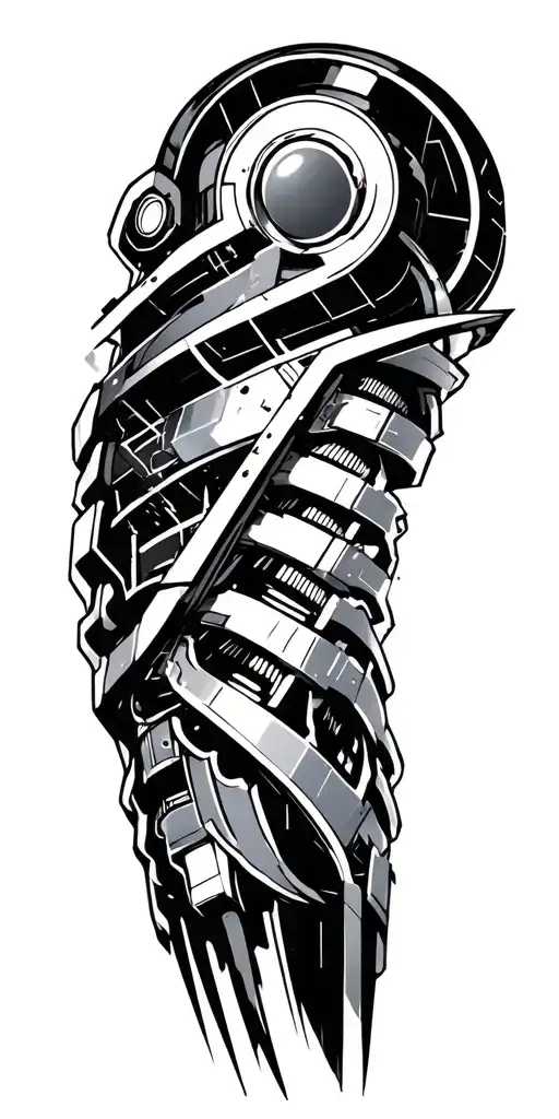 I Want Cyberpunk Arm Implant More Lines Tattoo Design