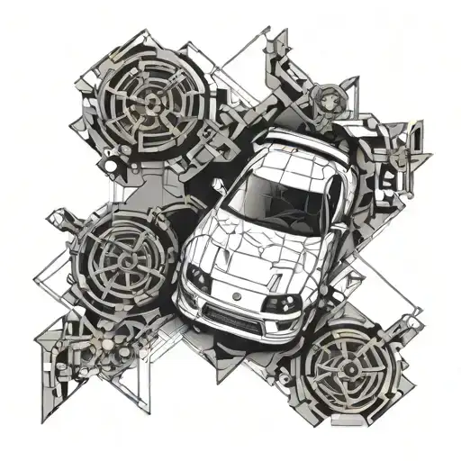 Toyota Supra Drawing In Style Of Vitruvian Man