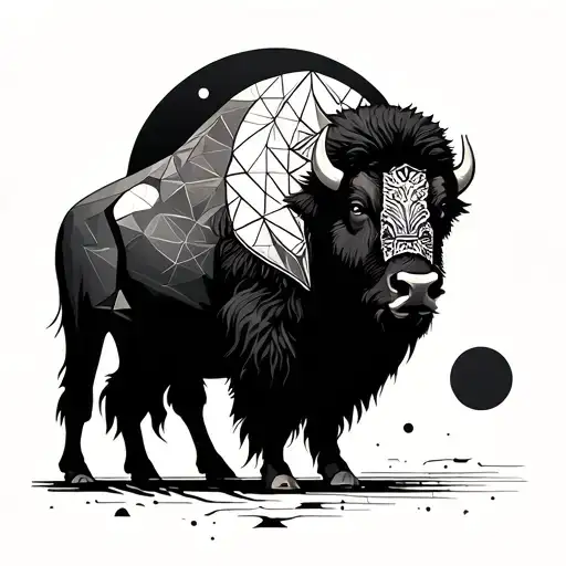 Bison And Moon