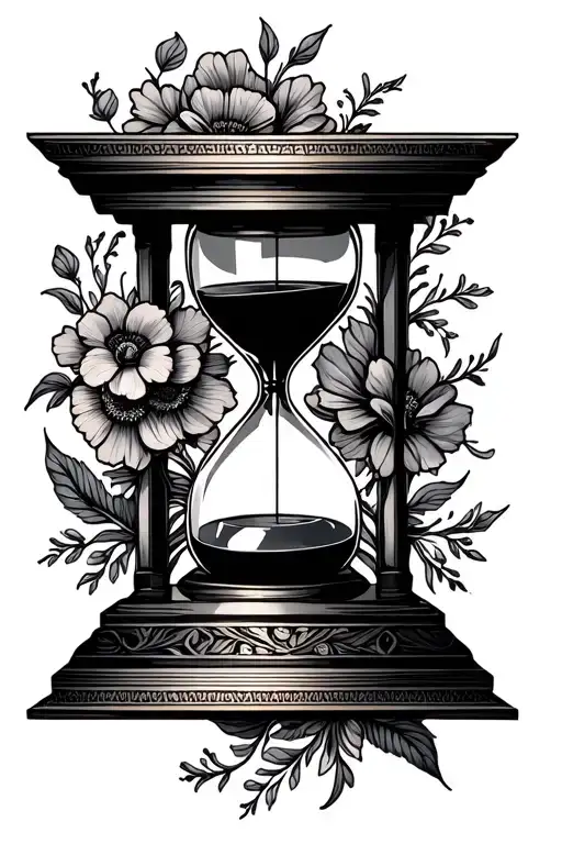 Hourglass Surrounded With Floral