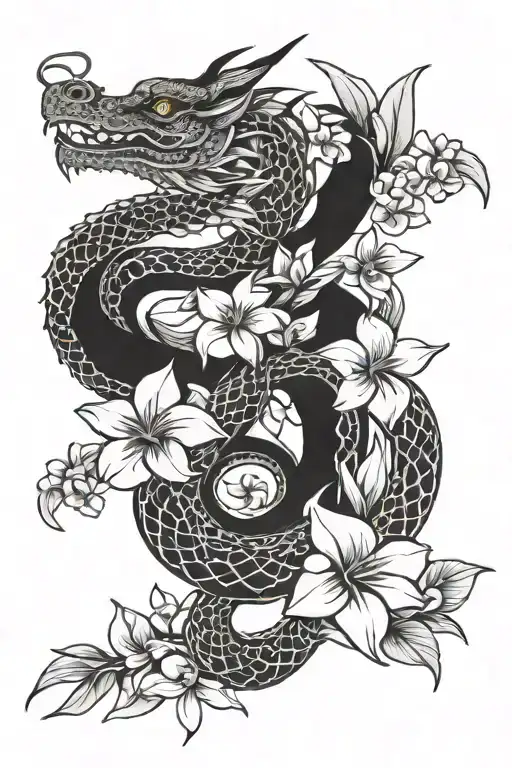 Dragon And Plumeria Rubra