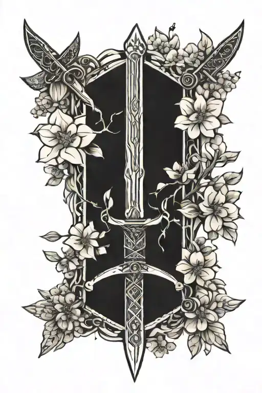 Sword Surrounded By Cherry Blossoms