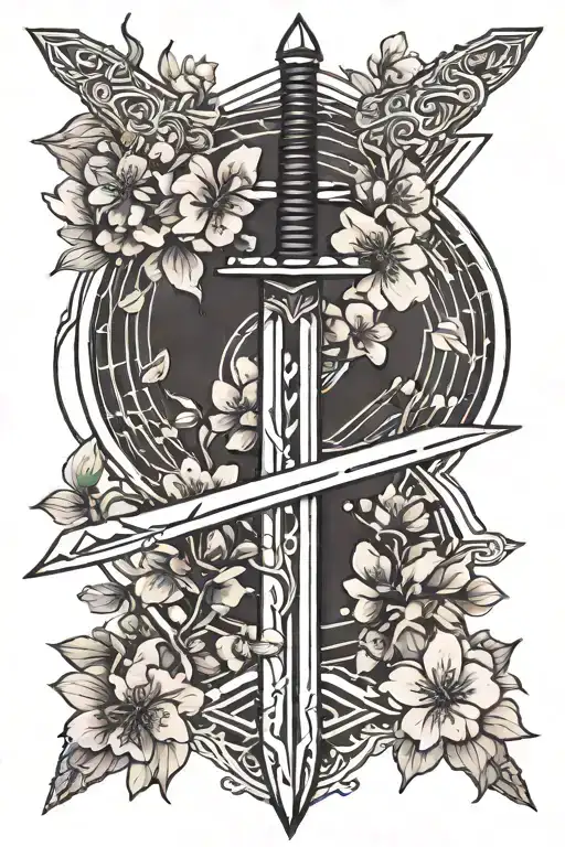 Sword Surrounded By Cherry Blossoms
