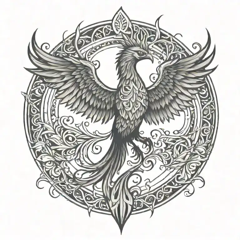 Phoenix Rising From Flames