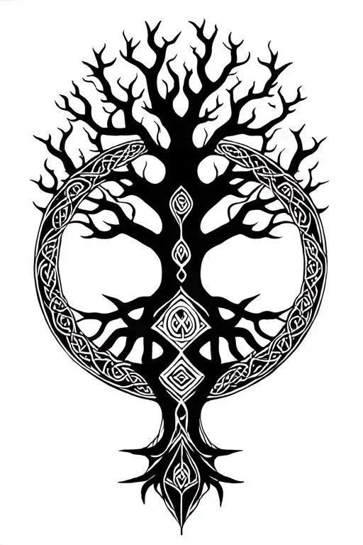 Yggdrassil With Celtic Tree Of Life