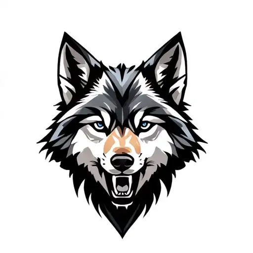 Wolf Head With Teeth Slightly