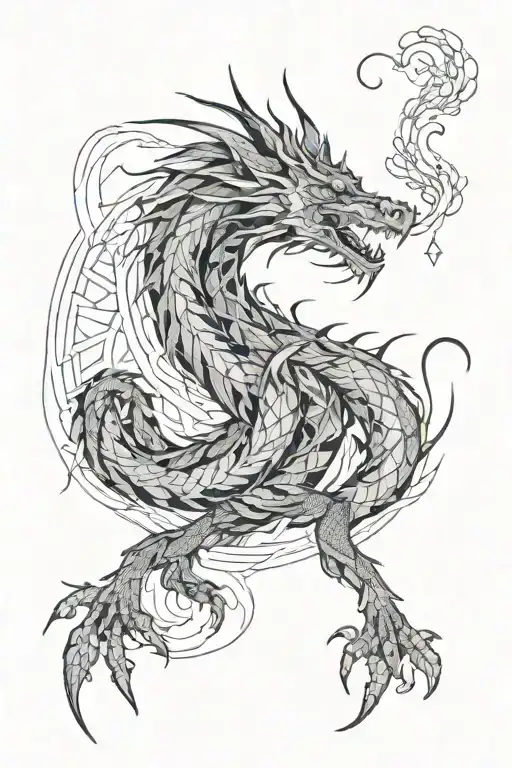 Dragon With Lycoris Radiata
