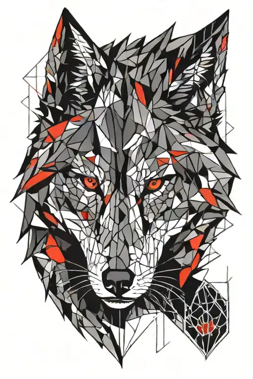 Geometric Wolf Red Eyes