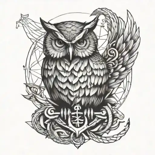Owl And Anchor Intertwined