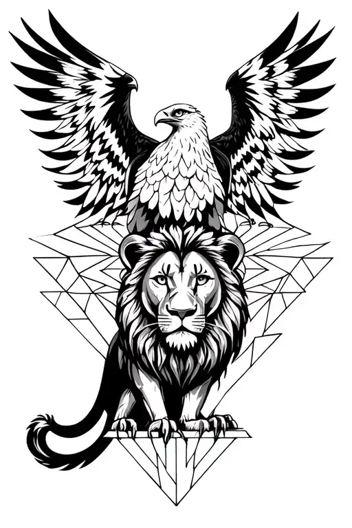 Lion And Eagle Perched On Top