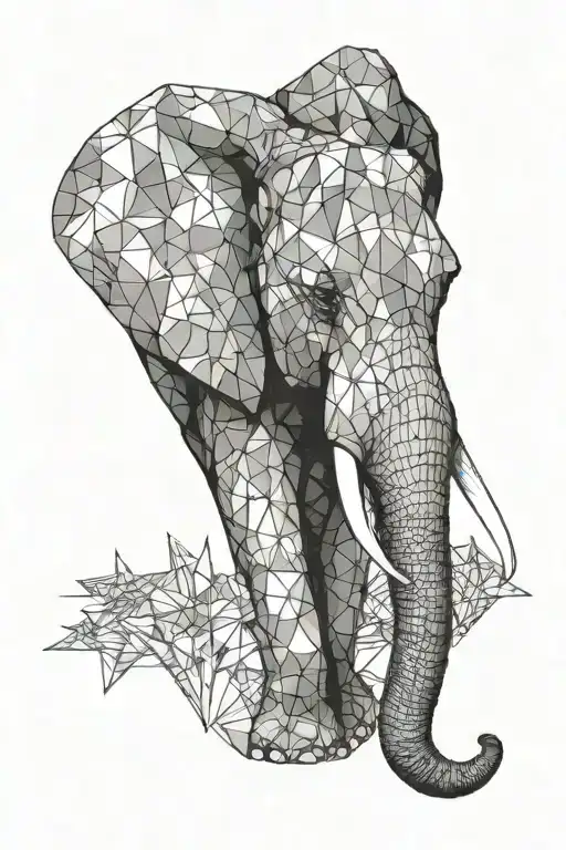 The Elephant's Face And Its Trunk Looking Up