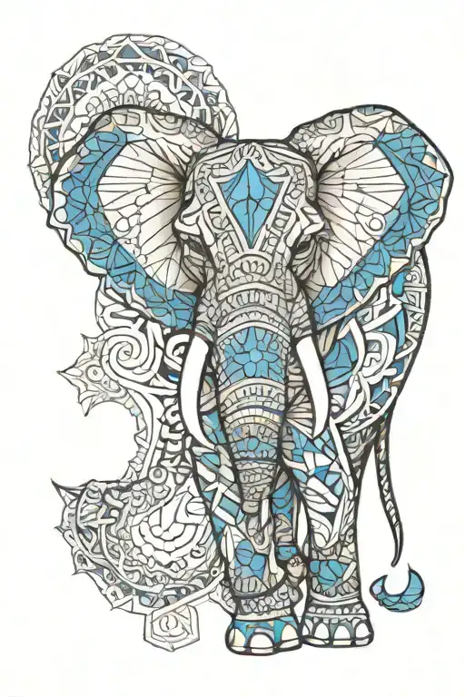 Mandala Elephant With Blue Gem Inside