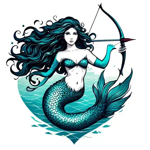 Mermaid Drawing A Longbow