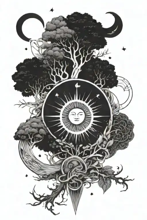 Meaningful Tattoo Which Means Qnd Adds Sun Moon Trees And Oceans