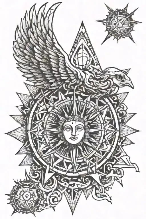 Sun With Angel Devil Number 1 In A Arm Band