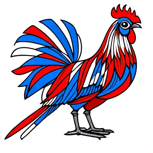 Coq Tribal Bleu Blanc Rouge