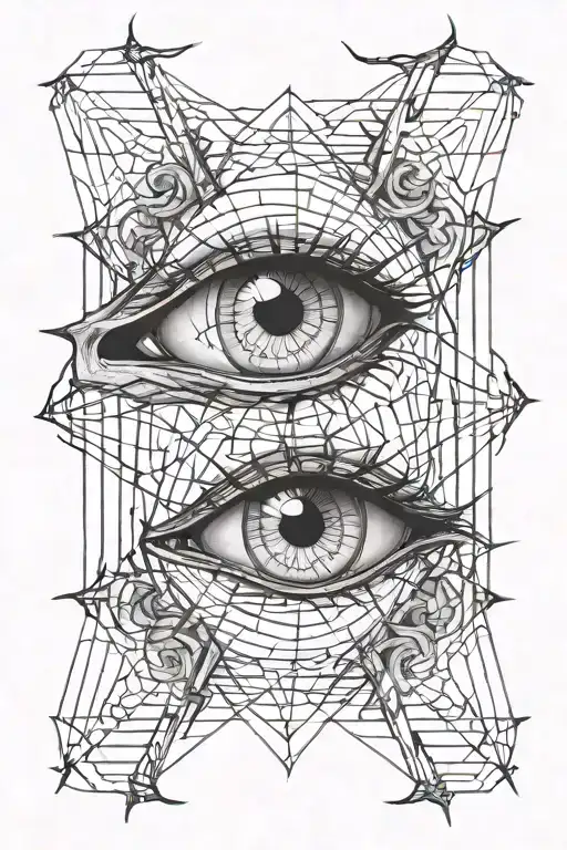 The Devil's Eye With Three Pupils In Barbed Wire Wrapped
