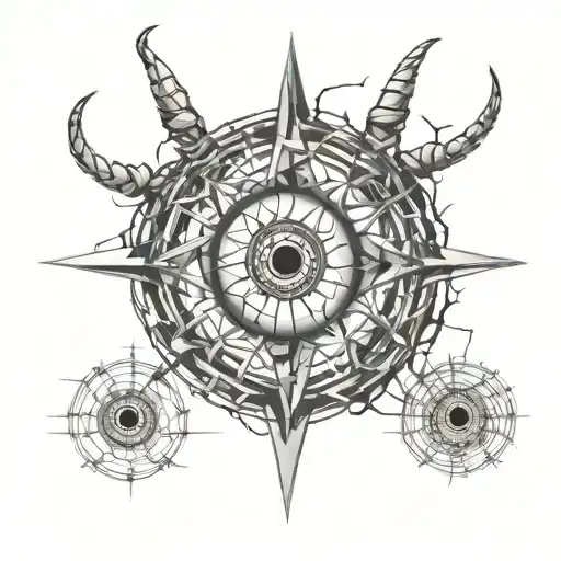 The Devil's Eye With Three Pupils In Barbed Wire Wrapped