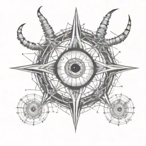 The Devil's Eye With Three Pupils In Barbed Wire Wrapped