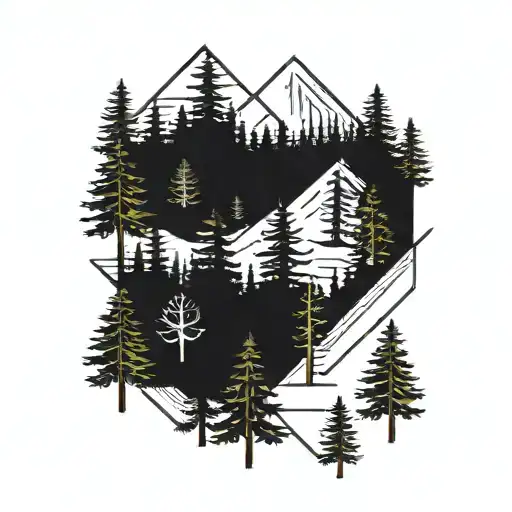 Pine Trees Oregon Outline