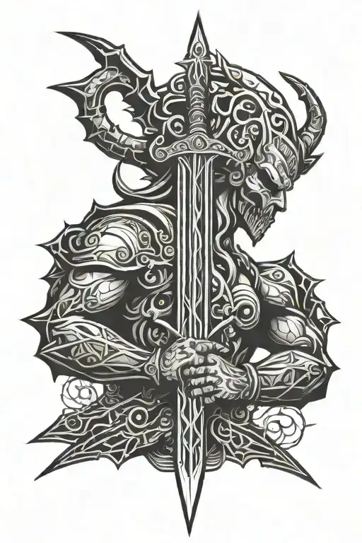 Demon Impaling A Sword