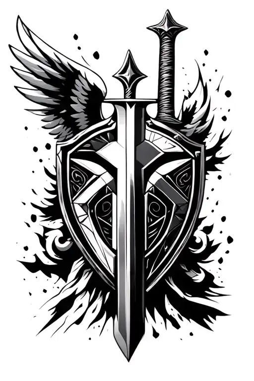 Guardian Angel Sword Shield Cross