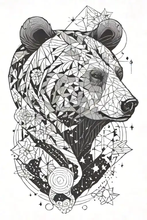 Bear And Stars Representing Strength