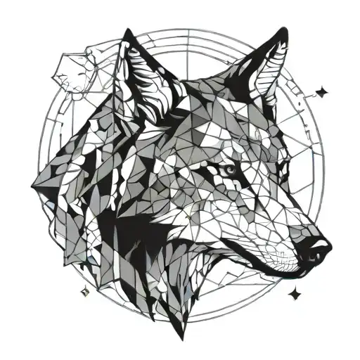 Wolf And Moon Merging Together