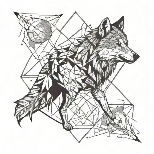 Wolf And Moon Merging Together