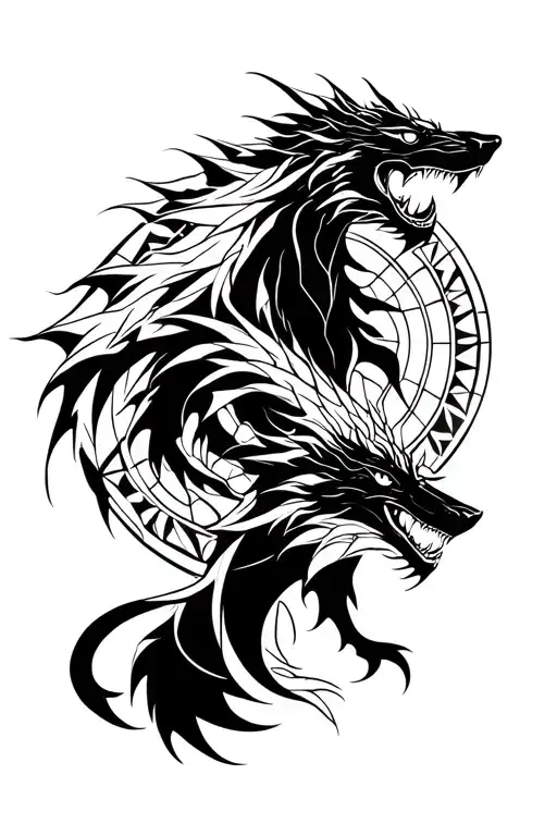 Dragon And Wolf Surrounded