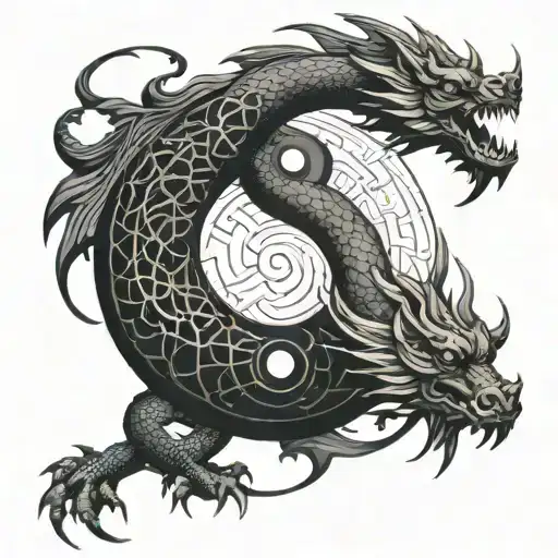 Yin And Yang Dragon Oroborus