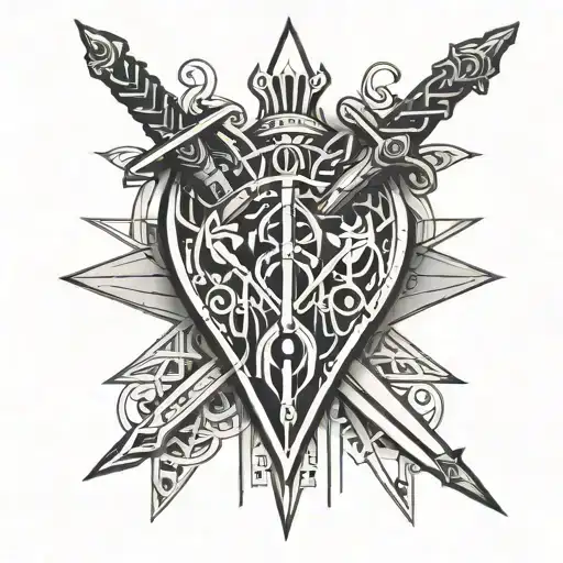Sword And Heart Geometric Design Incorporating