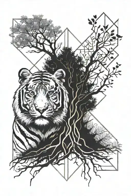 Tree And Tiger And Shapes Incorporated