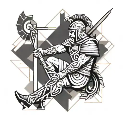 Minimalist Leg Tattoo Design Roman Warrior