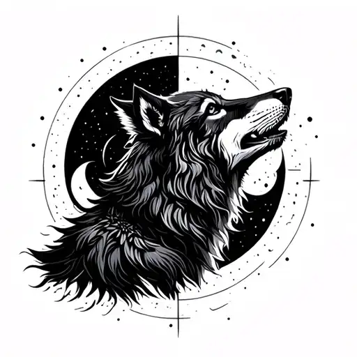 A Wolf Howling At The Moon Phases
