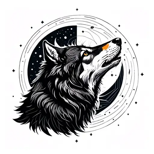 A Wolf Howling At The Moon Phases Forming