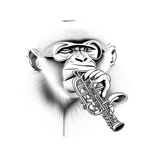 Monkey Playing Trumpet