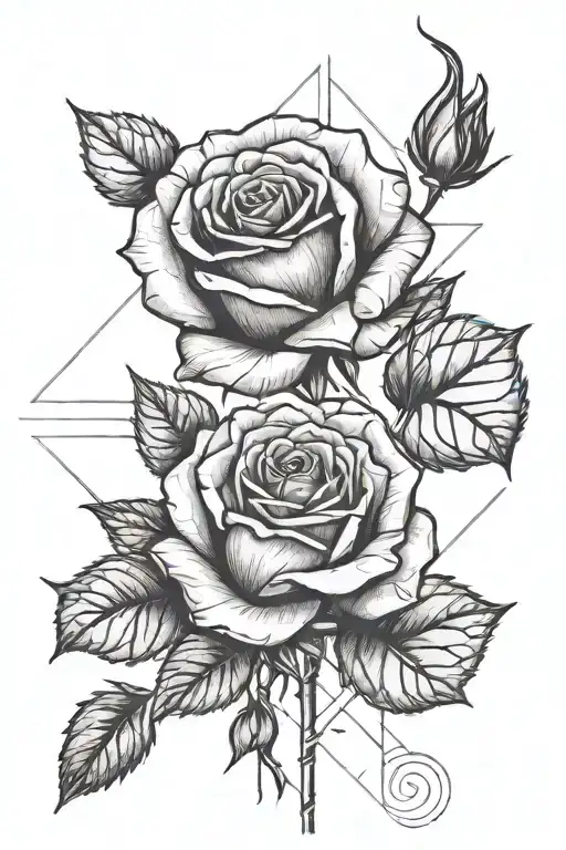 A Rose With A Stem That Leads Into A Calligraphy Word