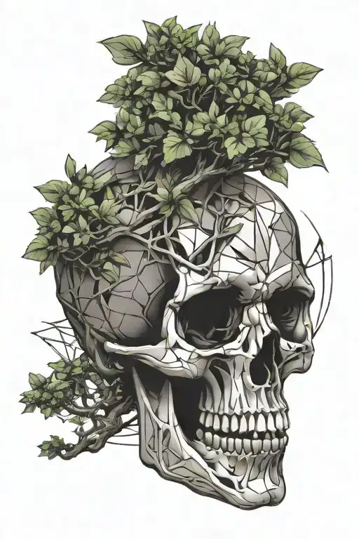 Bonsai Growing Out Of Skull Made