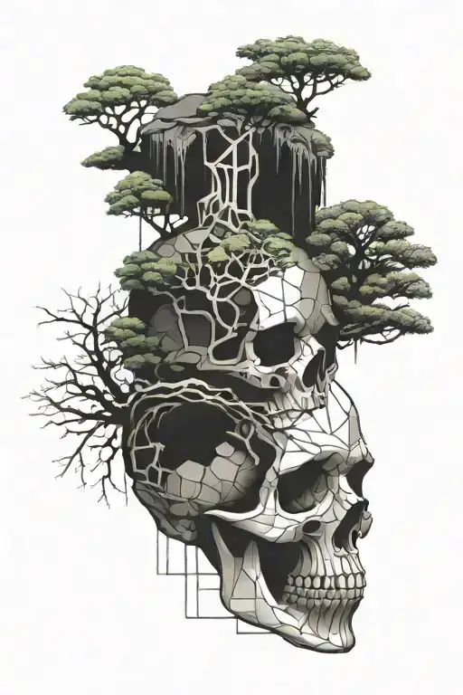 Bonsai Growing Out Of Skull Made Friends