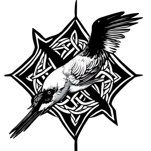 Swallow Bird On Celtic Cross