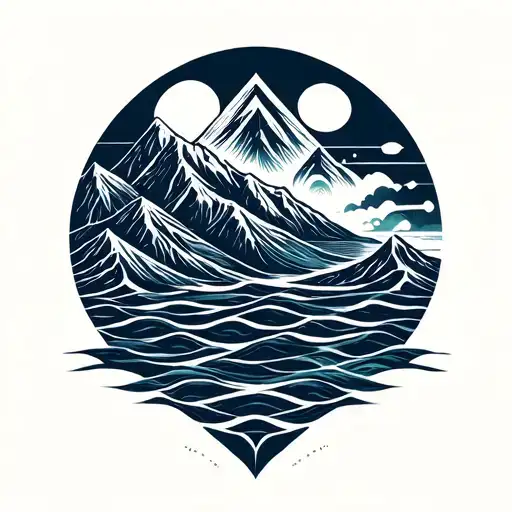 Ocean And Mountain Landscape Side By Side