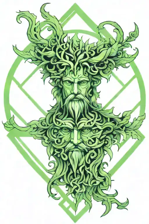 Green Man Pagan Symbols Intertwined