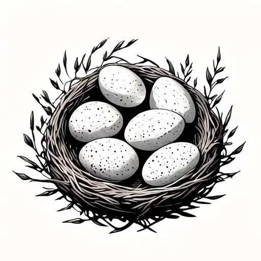 Birds Nest W 4 Eggs