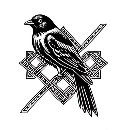 Swallow Bird Perched On Celtic Cross