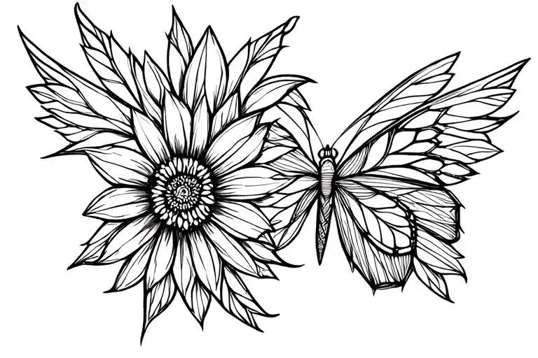 Half Butterfly Half Flowers