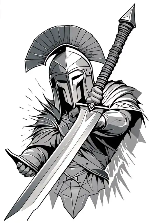 Spartan Warrior Wielding A Sword