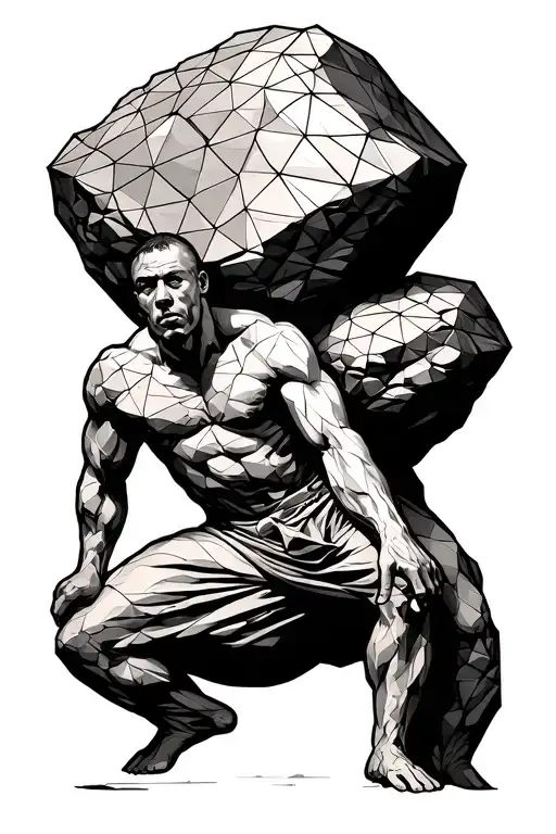 Sisyphus Pushing A Rock