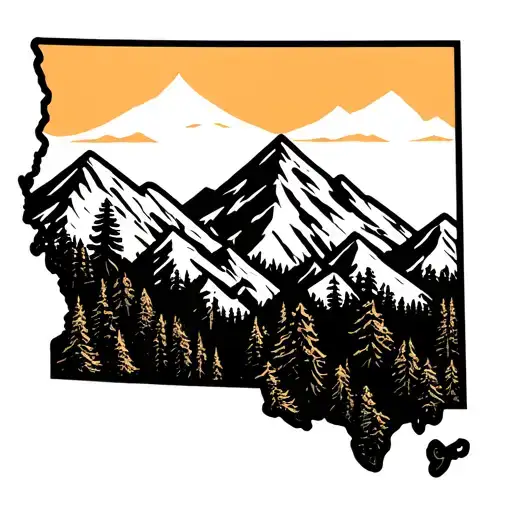 Washington State Outline Filled With Mountains