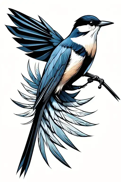 Scissortail Flycatcher With Long Tail Feathers